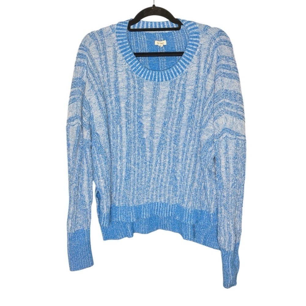 Pilcro for Anthropologie textured high-low pullover sweater in blue Size XL - Picture 3 of 6